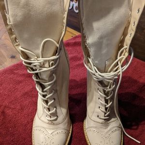 Alexander McQueen Leather and Canvas Granny boots